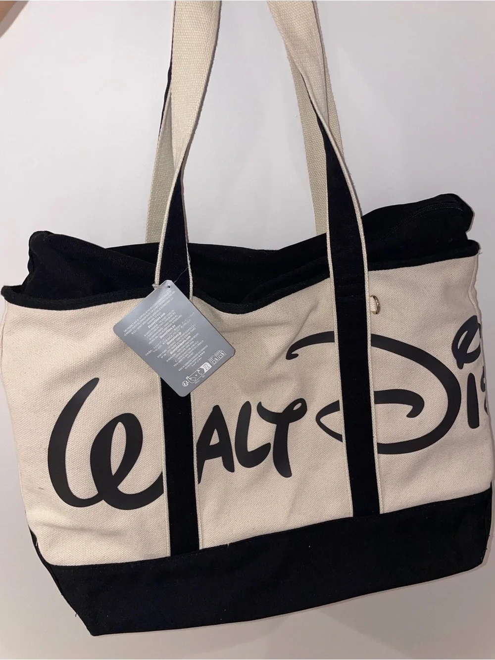 Disney parks color Walt Disney Black & Cream Canvas Tote Bag